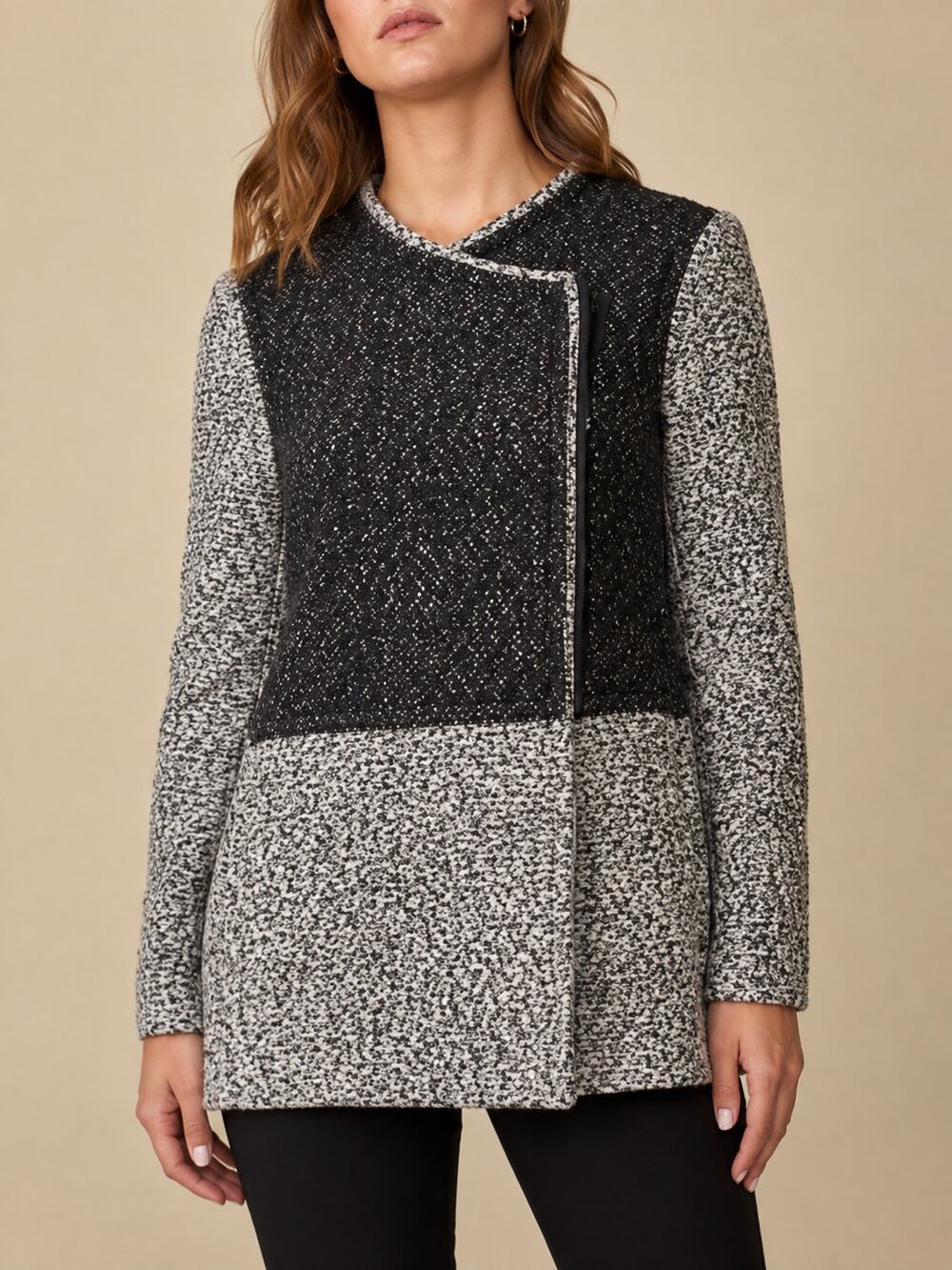 Robert Rodriguez Jacket Womens 0 Gray Heathered Cotton Wool Zip Knit Colorblock